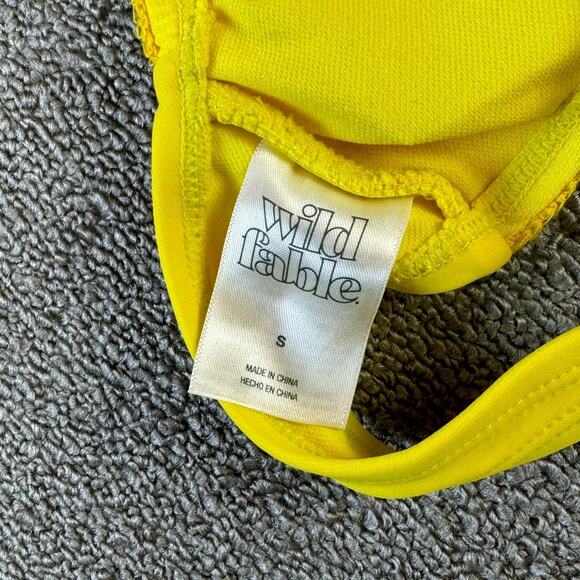 Wild Fable Bikini Swim Top Crochet Retro Hippie Yellow Pink Size Small - Picture 5 of 5